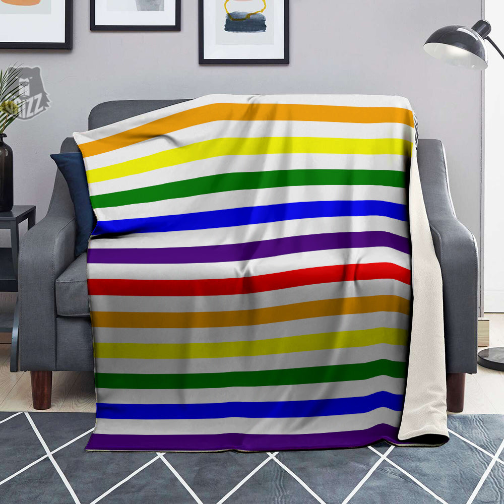 Rainbow Color LGBT Striped Print Blanket-grizzshop