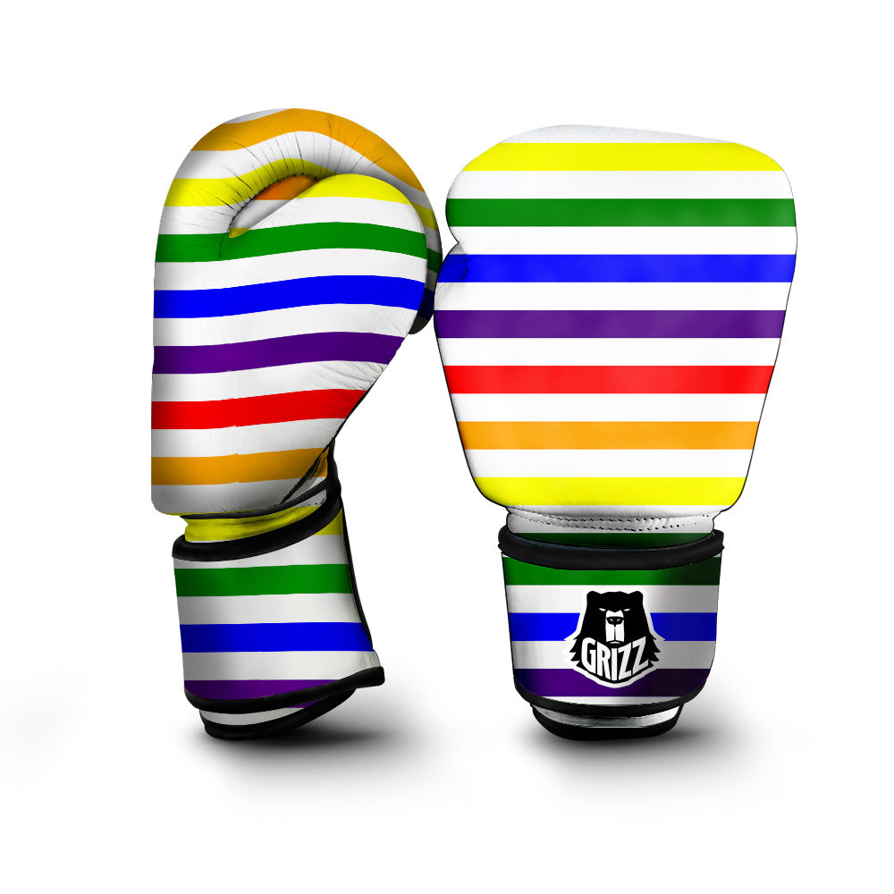 Rainbow Color LGBT Striped Print Boxing Gloves-grizzshop