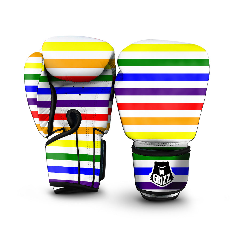 Rainbow Color LGBT Striped Print Boxing Gloves-grizzshop