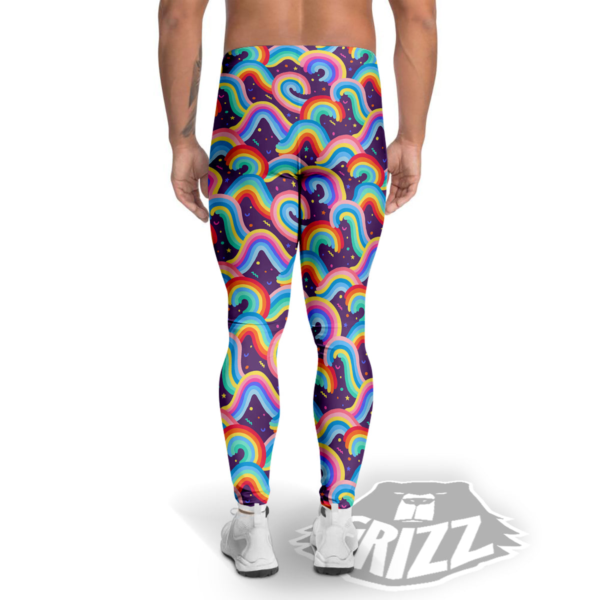 Rainbow Colorful Cute Print Pattern Men's Leggings-grizzshop