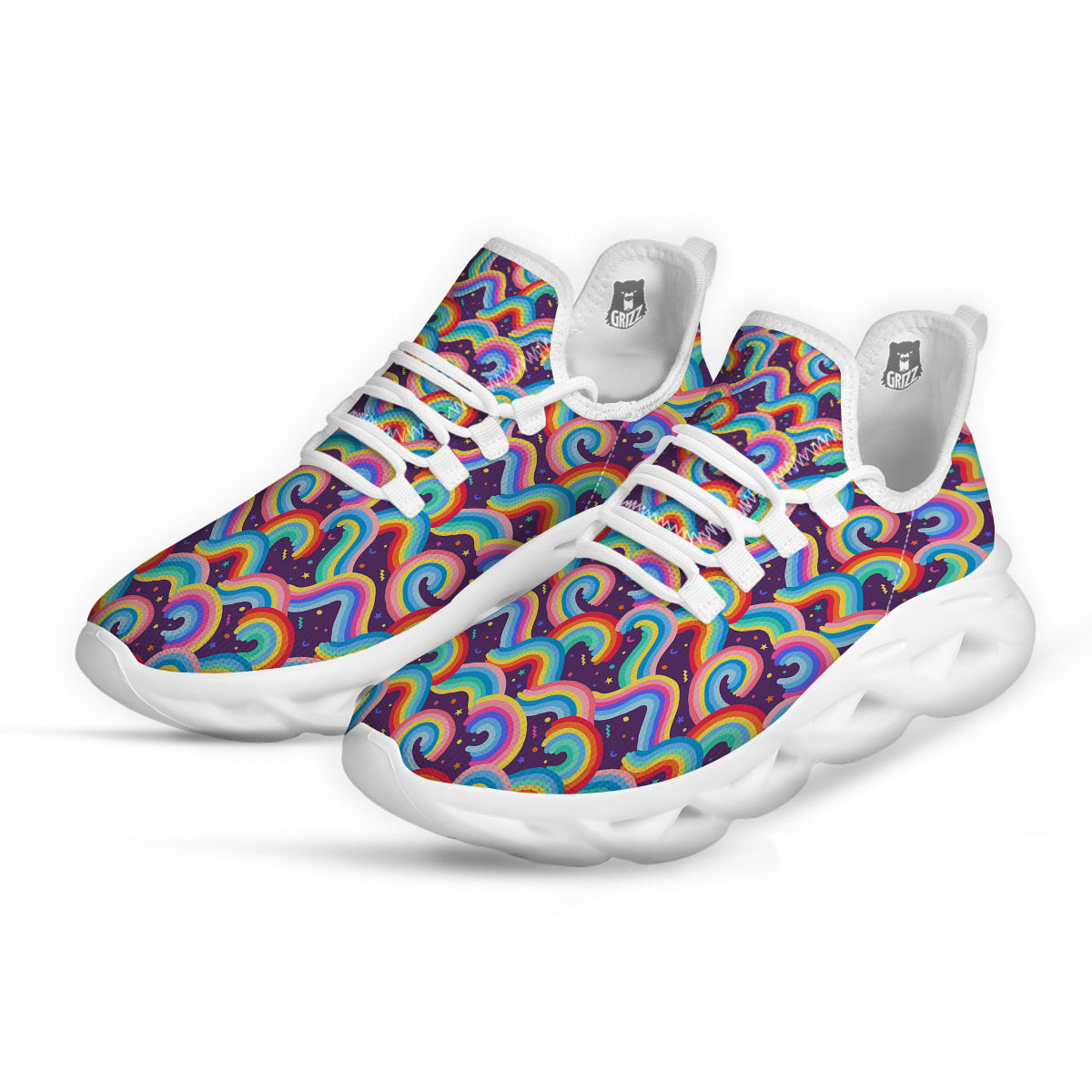 Rainbow Colorful Cute Print Pattern White Running Shoes-grizzshop