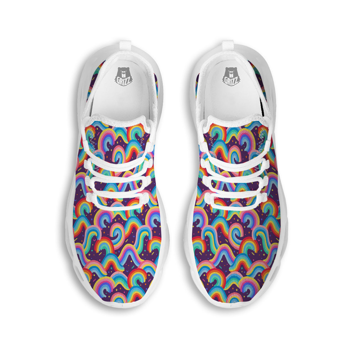 Rainbow Colorful Cute Print Pattern White Running Shoes-grizzshop