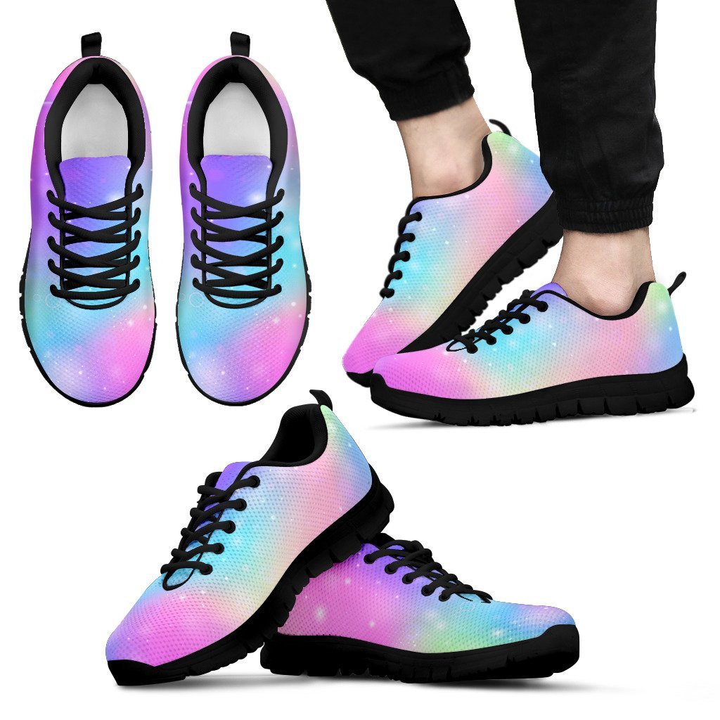 Rainbow Colorful Pattern Print Black Sneaker Shoes For Men Women-grizzshop
