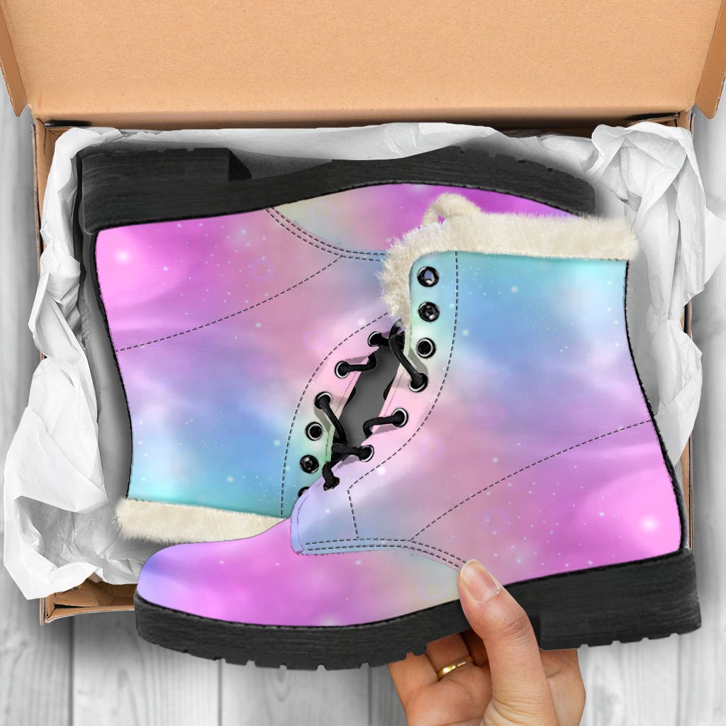 Rainbow Colorful Pattern Print Comfy Winter Boots-grizzshop