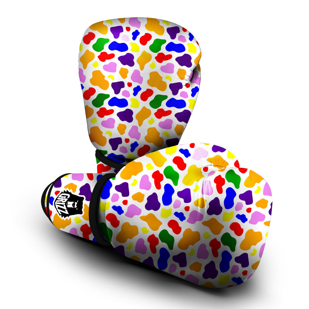 Rainbow Cow Print Pattern Boxing Gloves-grizzshop
