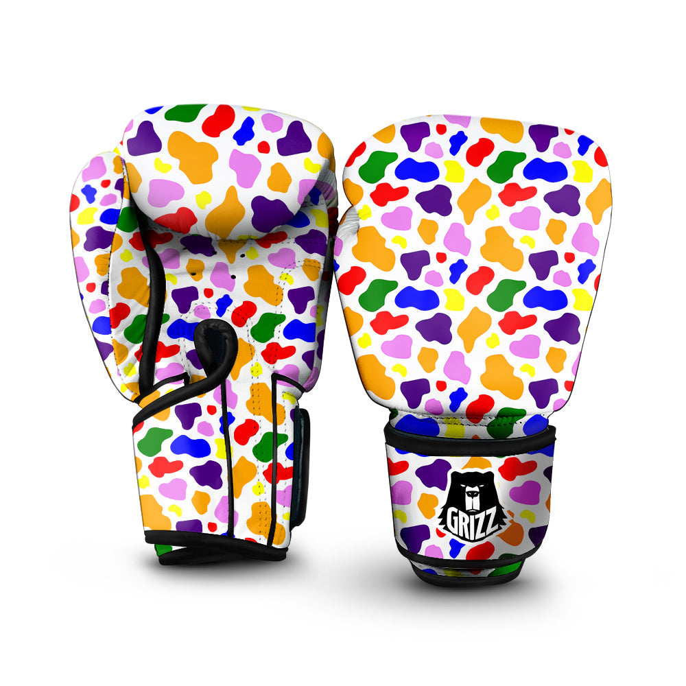 Rainbow Cow Print Pattern Boxing Gloves-grizzshop