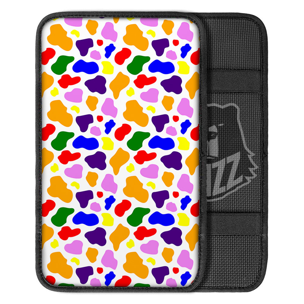 Rainbow Cow Print Pattern Car Center Console Cover-grizzshop