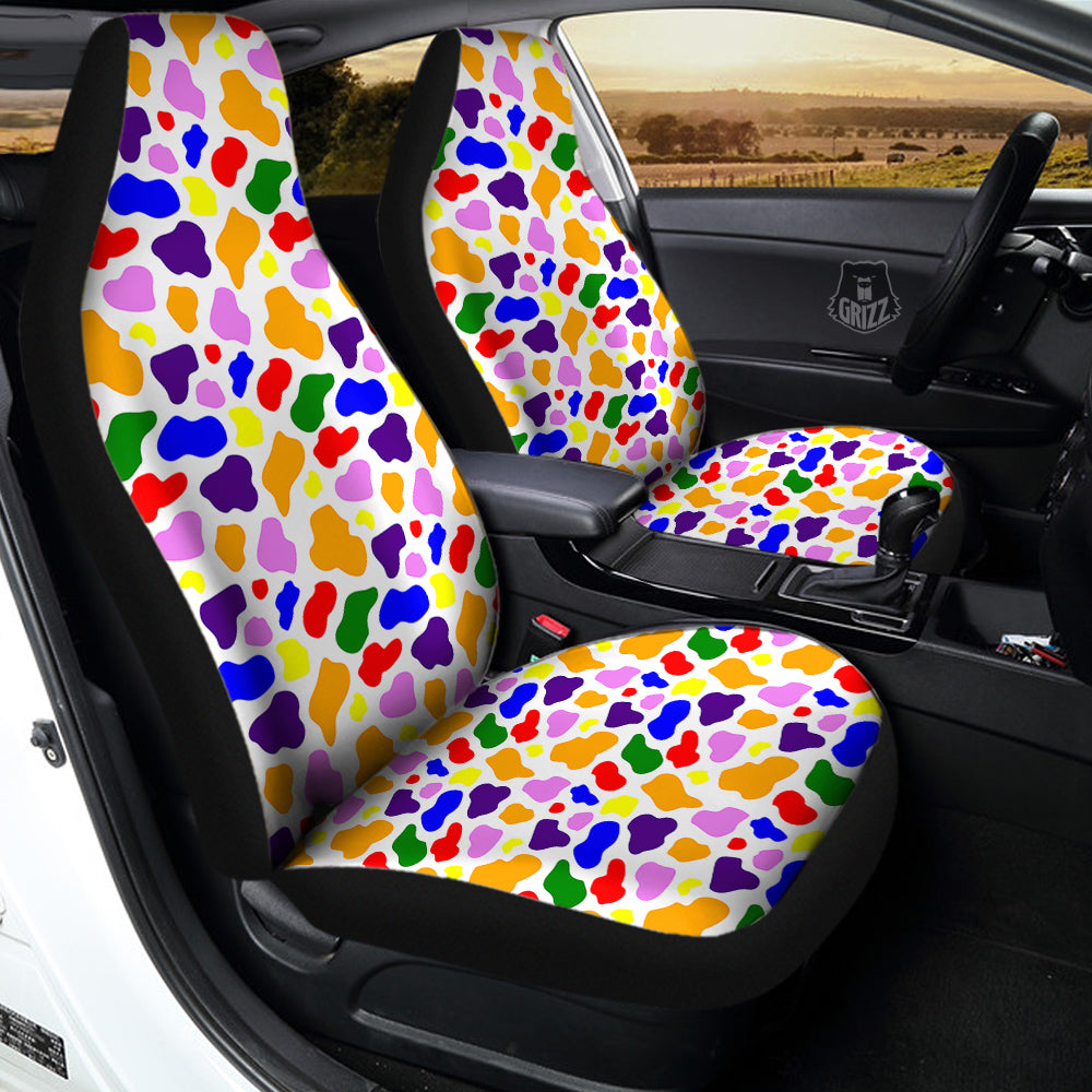 Rainbow Cow Print Pattern Car Seat Covers-grizzshop