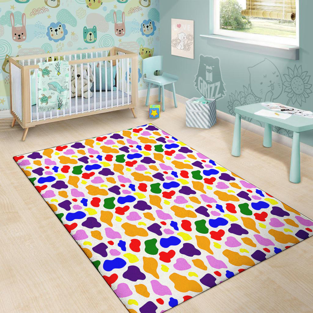 Rainbow Cow Print Pattern Floor Mat-grizzshop