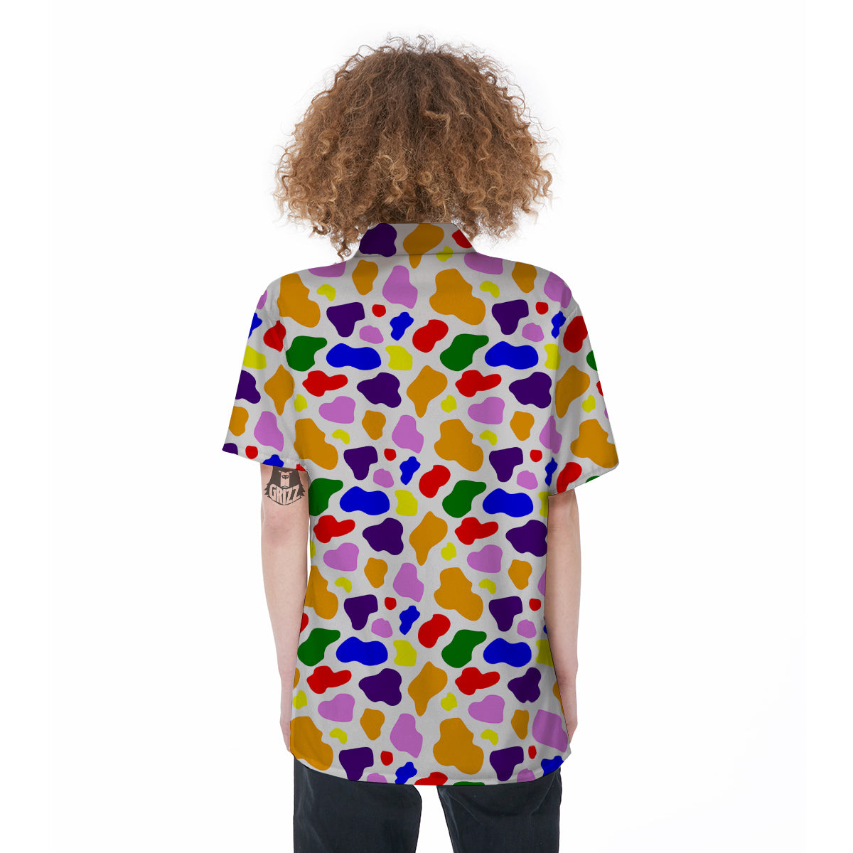 Rainbow Cow Print Pattern Women's Short Sleeve Shirts-grizzshop