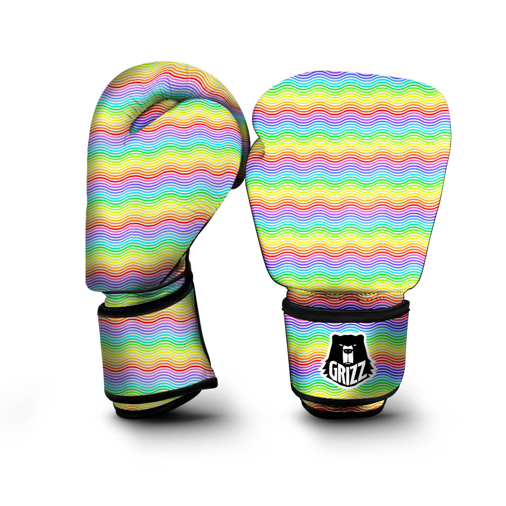 Rainbow Curved Print Pattern Boxing Gloves-grizzshop