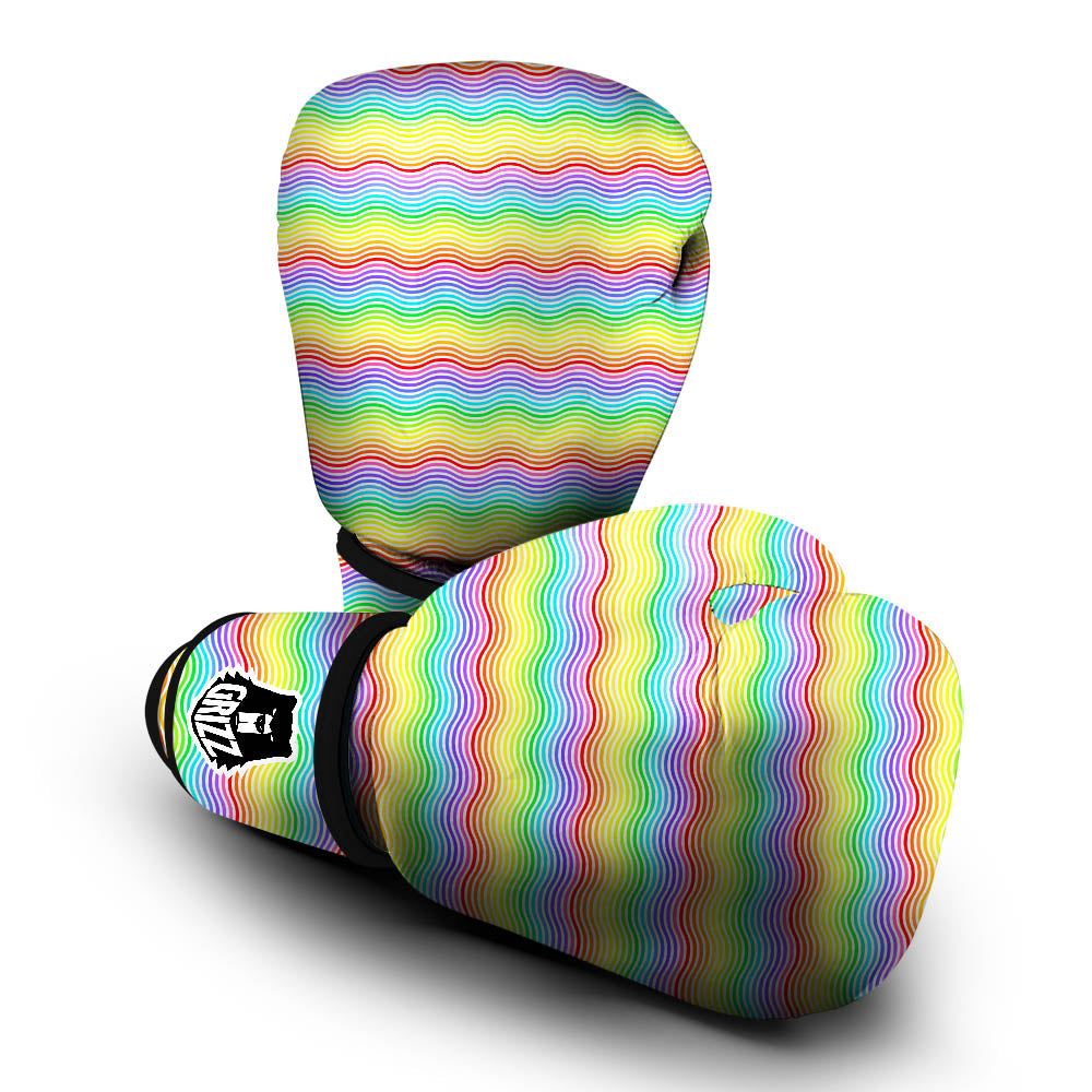 Rainbow Curved Print Pattern Boxing Gloves-grizzshop