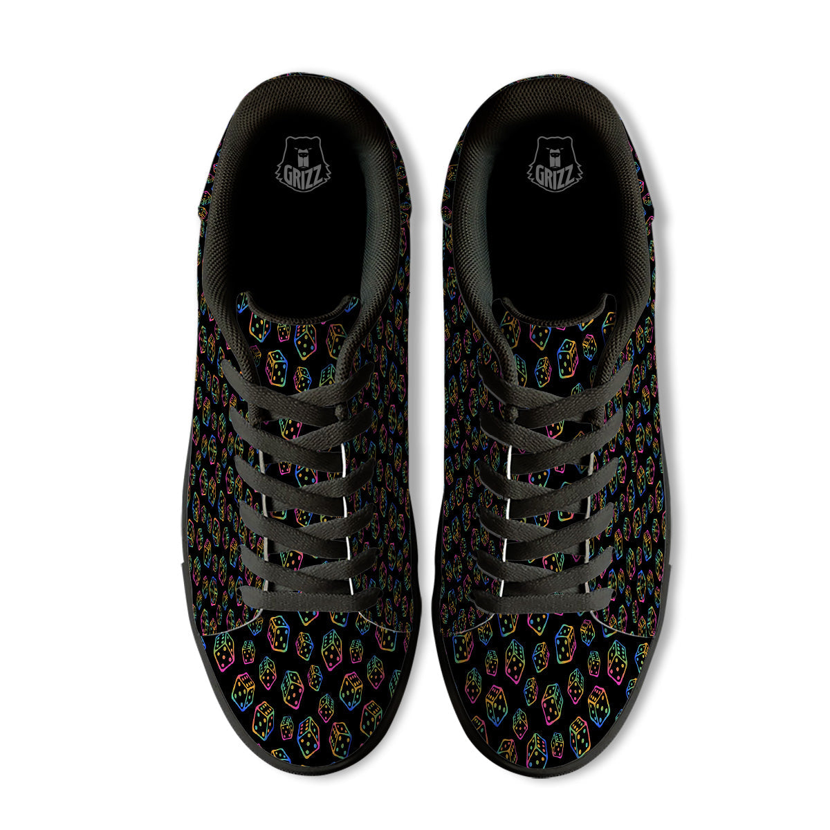 Rainbow Dice Print Pattern Black Low Top Sneakers-grizzshop