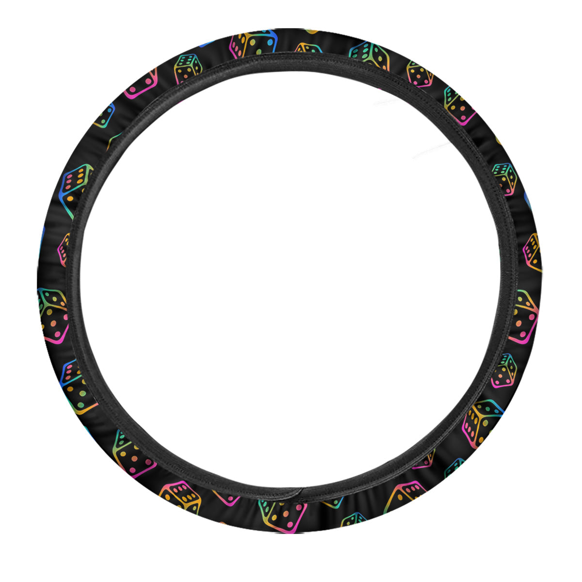 Rainbow Dice Print Pattern Car Steering Wheel Cover-grizzshop
