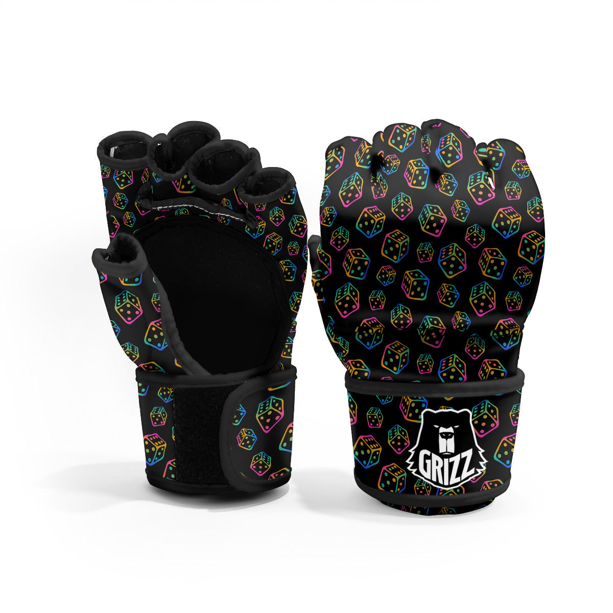 Rainbow Dice Print Pattern MMA Gloves-grizzshop