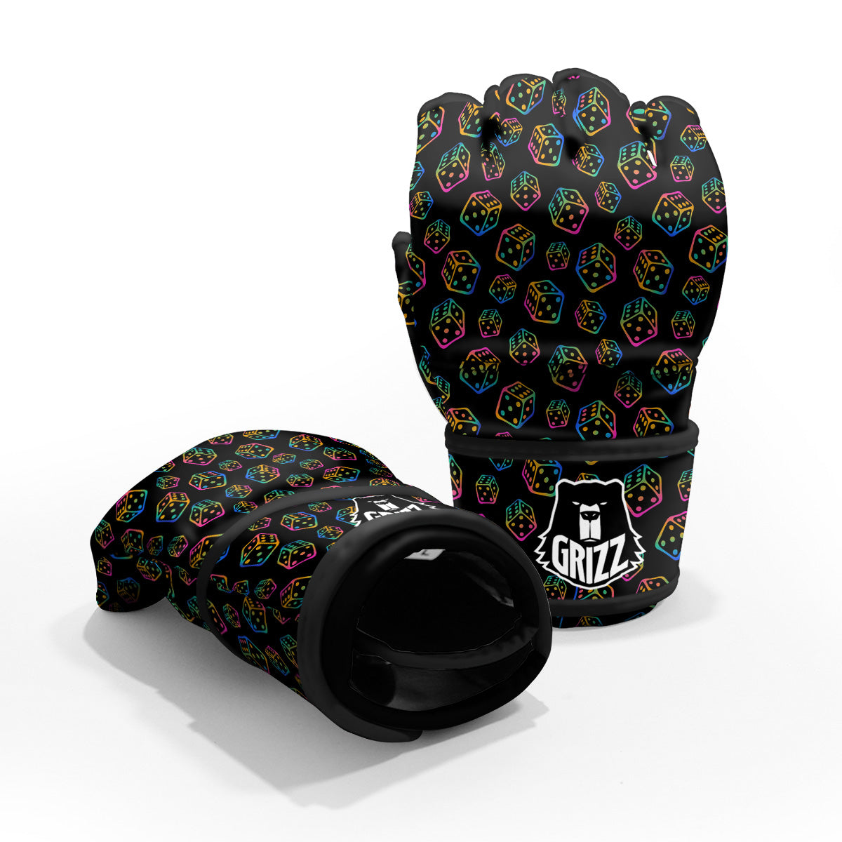 Rainbow Dice Print Pattern MMA Gloves-grizzshop