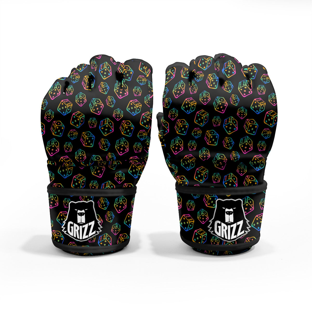Rainbow Dice Print Pattern MMA Gloves-grizzshop
