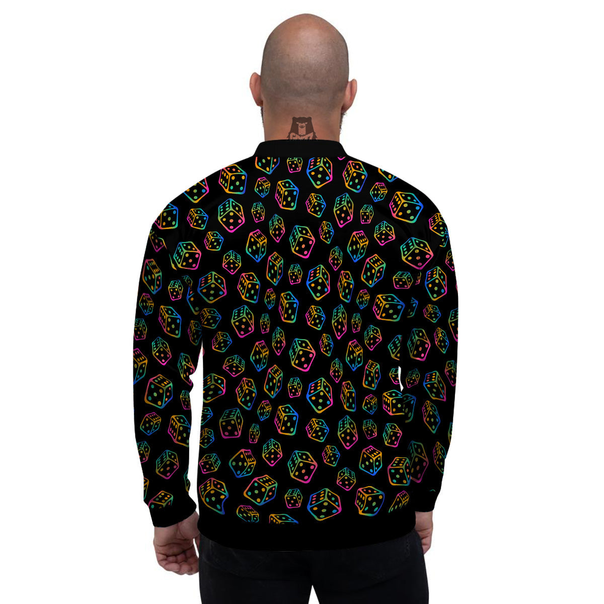 Rainbow Dice Print Pattern Men's Bomber Jacket-grizzshop