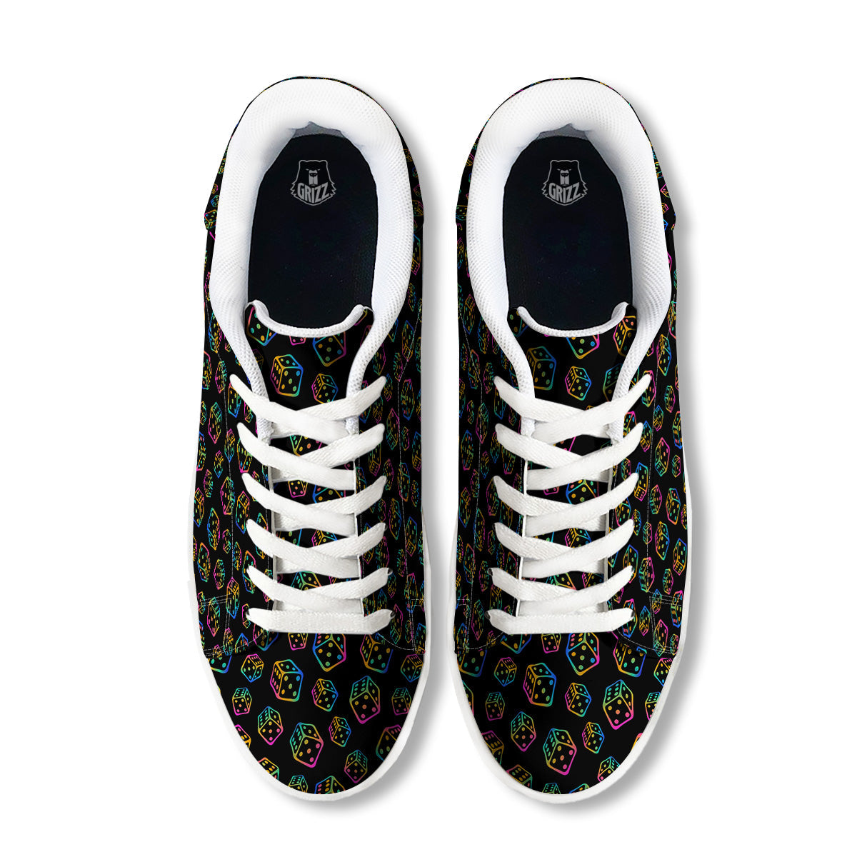 Rainbow Dice Print Pattern White Low Top Sneakers-grizzshop