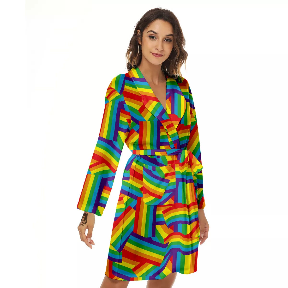 Rainbow Flag LGBT Pride Pattern Women's Robe-grizzshop