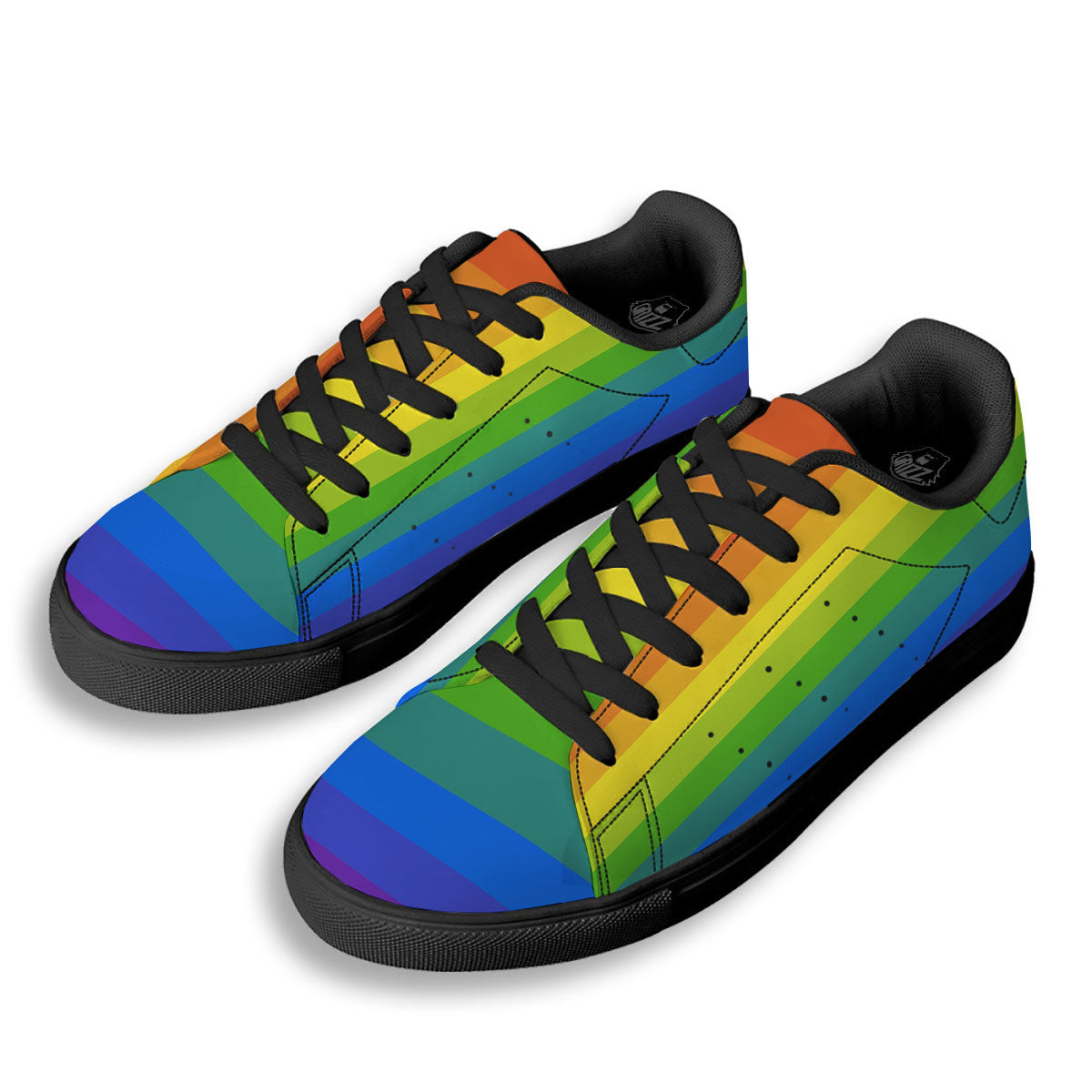 Rainbow Flag LGBT Pride Print Black Low Top Sneakers-grizzshop