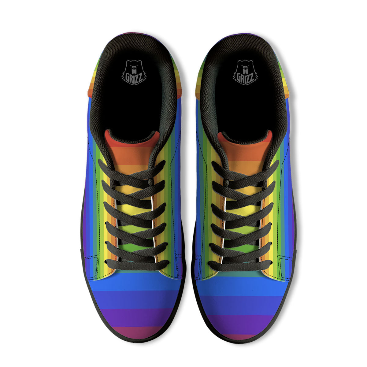 Rainbow Flag LGBT Pride Print Black Low Top Sneakers-grizzshop