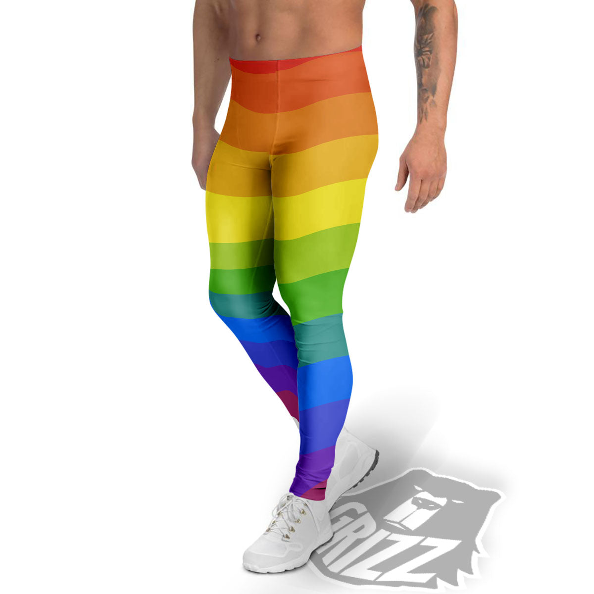 Rainbow Flag LGBT Pride Print Men's Leggings-grizzshop