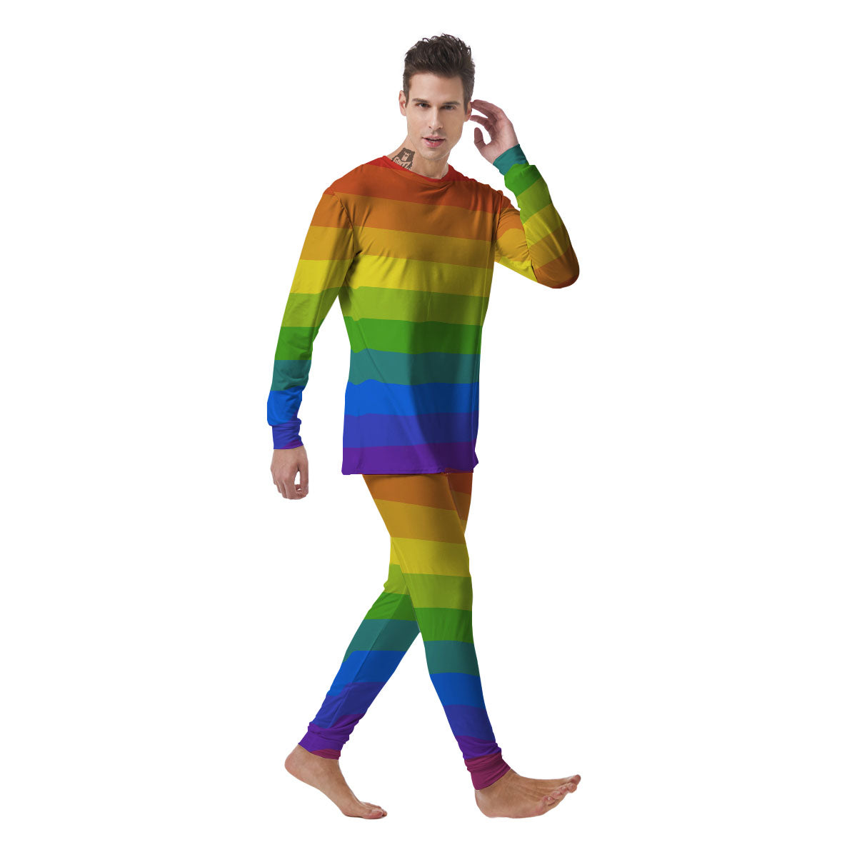 Rainbow Flag LGBT Pride Print Men's Pajamas-grizzshop