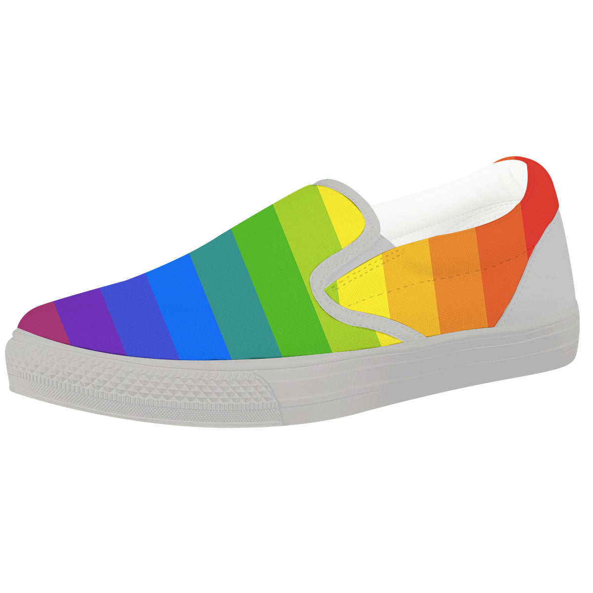 Rainbow Flag LGBT Pride Print White Slip On Shoes-grizzshop