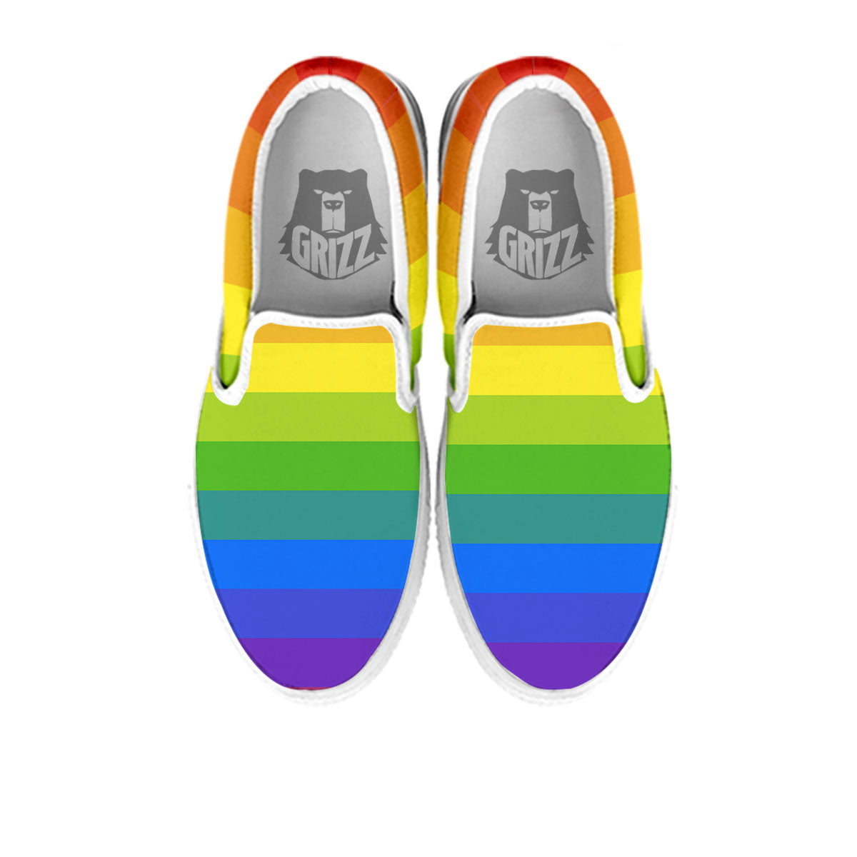 Rainbow Flag LGBT Pride Print White Slip On Shoes-grizzshop