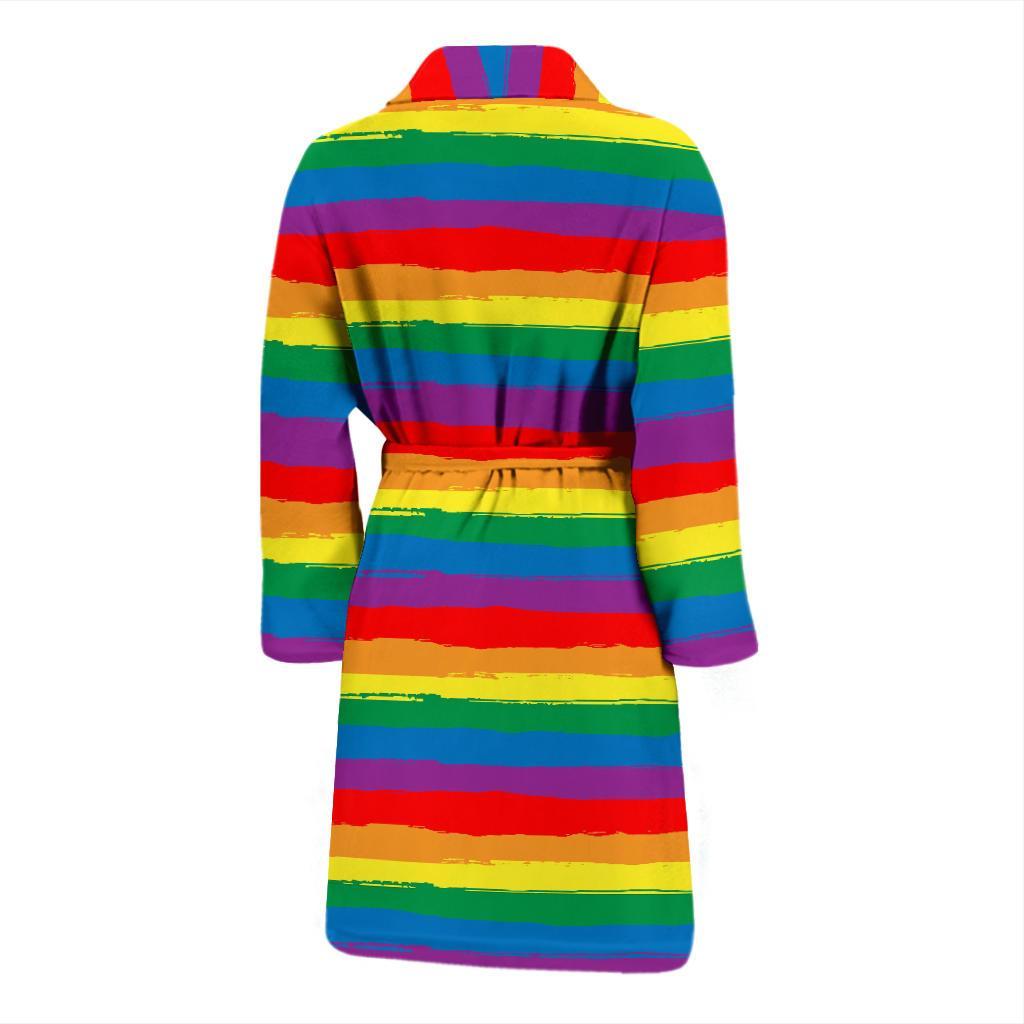 Rainbow Flag Lgbt Patterm Print Men Long Robe-grizzshop