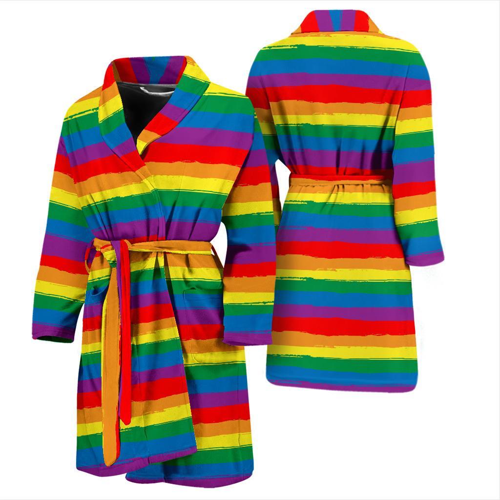 Rainbow Flag Lgbt Patterm Print Men Long Robe-grizzshop