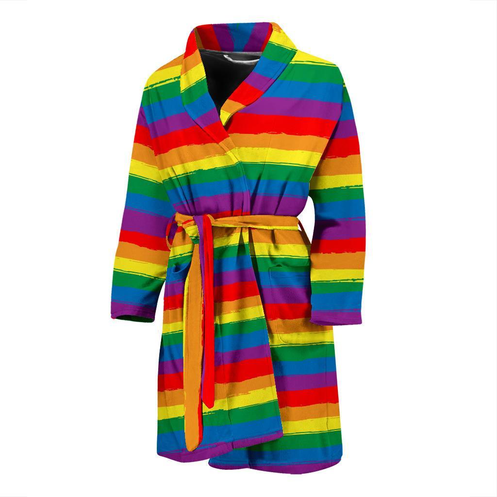 Rainbow Flag Lgbt Patterm Print Men Long Robe-grizzshop