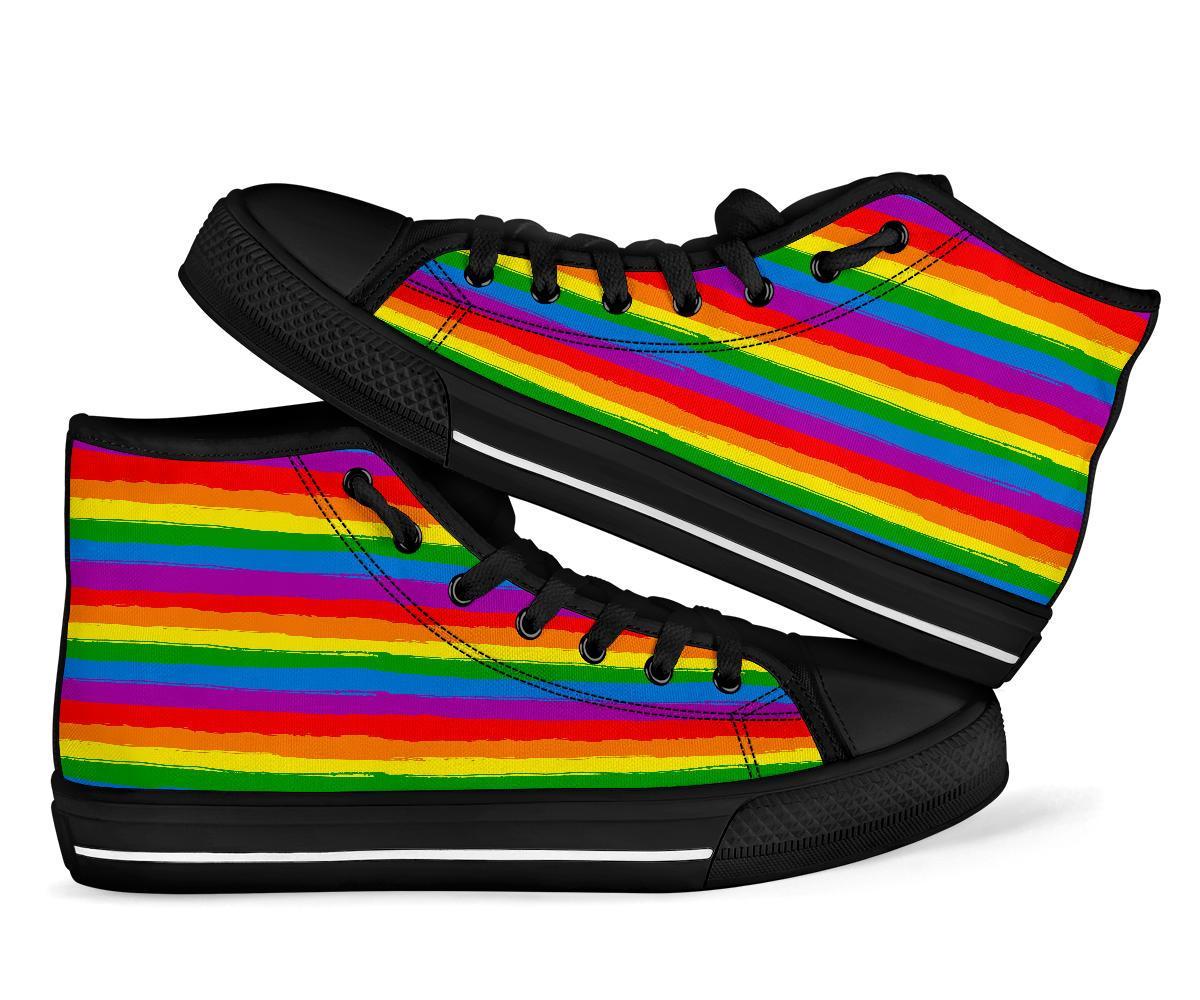Rainbow Flag Lgbt Patterm Print Men Women's High Top Shoes-grizzshop