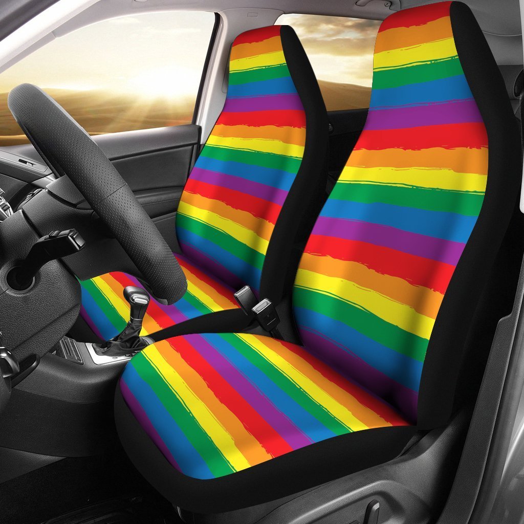 Rainbow Flag Lgbt Pride Pattern Print Universal Fit Car Seat Cover-grizzshop