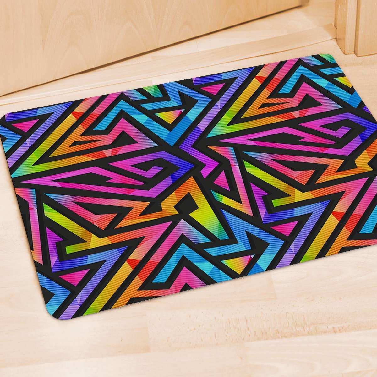 Rainbow Geometric Abstract Door Mat-grizzshop