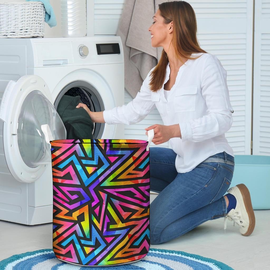 Rainbow Geometric Abstract Laundry Basket-grizzshop