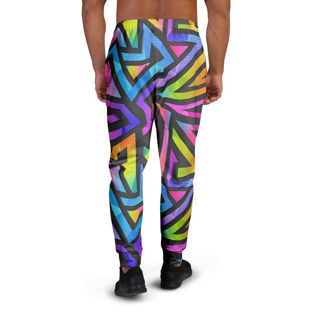 Rainbow Geometric Abstract Men's Joggers-grizzshop