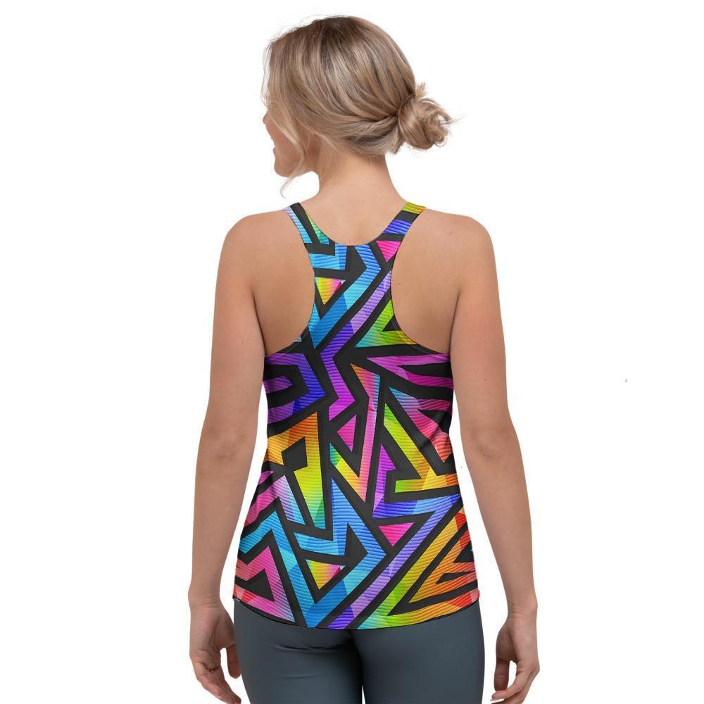 Rainbow Geometric Abstract Women's Racerback Tank Top-grizzshop