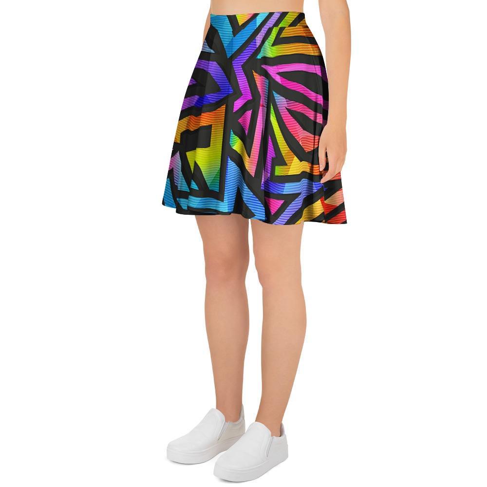 Rainbow Geometric Abstract Women's Skirt-grizzshop