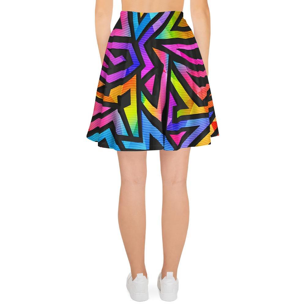 Rainbow Geometric Abstract Women's Skirt-grizzshop