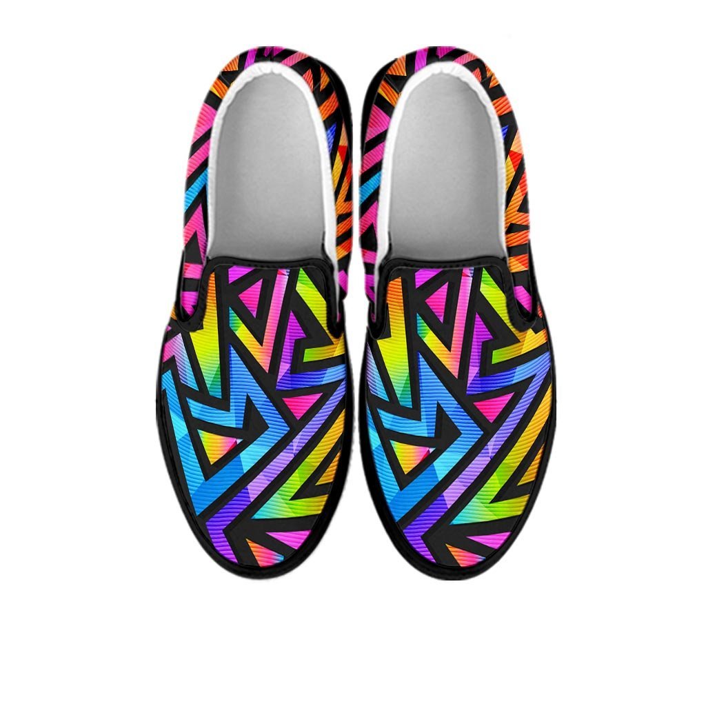 Rainbow Geometric Abstract Women's Slip On Sneakers-grizzshop