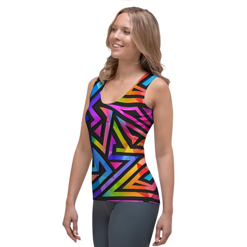 Rainbow Geometric Abstract Women's Tank Top-grizzshop