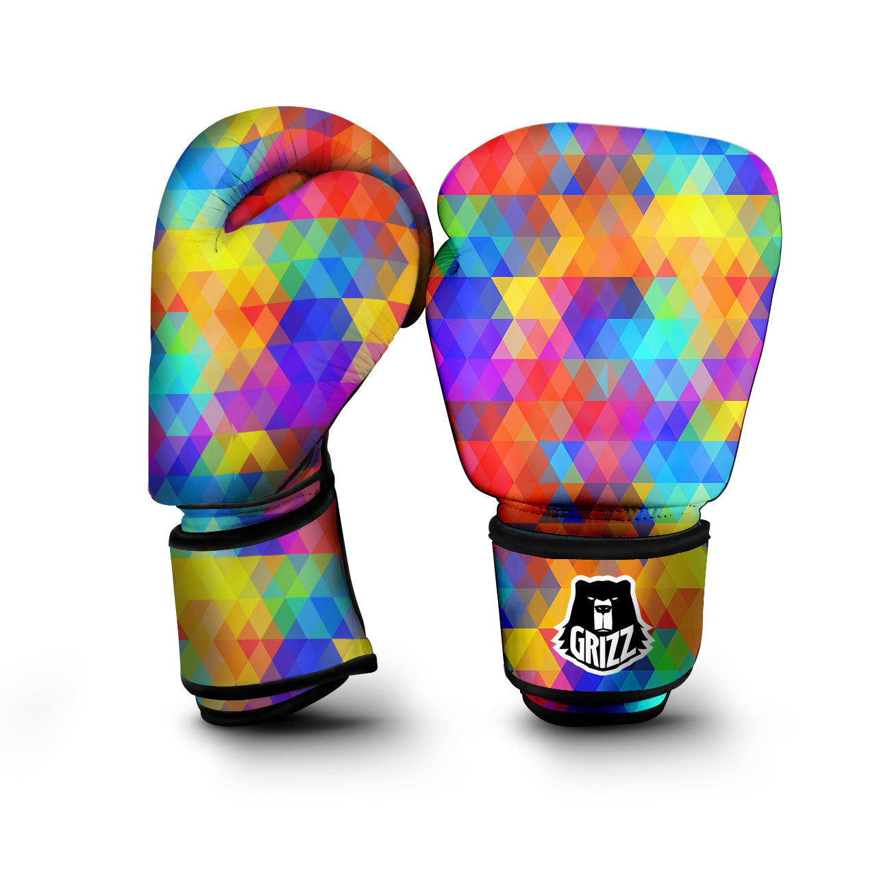 Rainbow Geometric Print Pattern Boxing Gloves-grizzshop