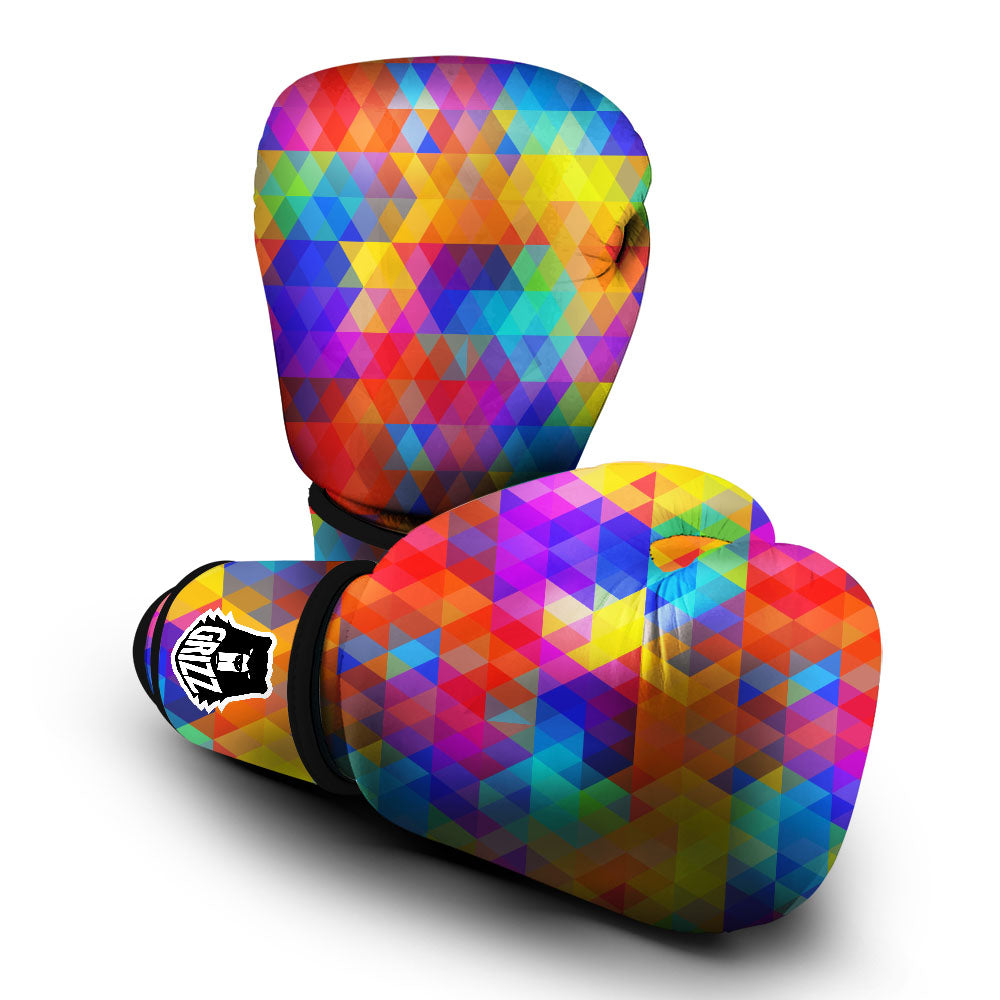 Rainbow Geometric Print Pattern Boxing Gloves-grizzshop