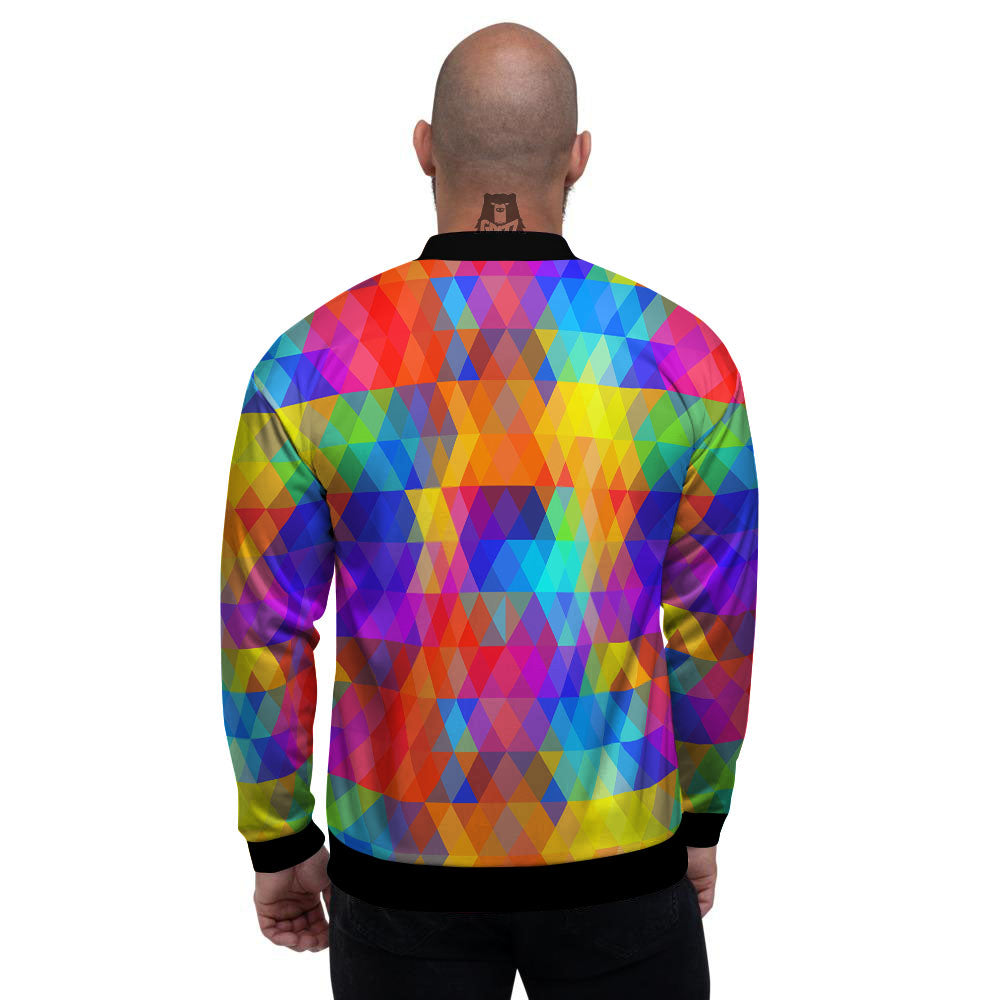 Rainbow Geometric Print Pattern Men's Bomber Jacket-grizzshop