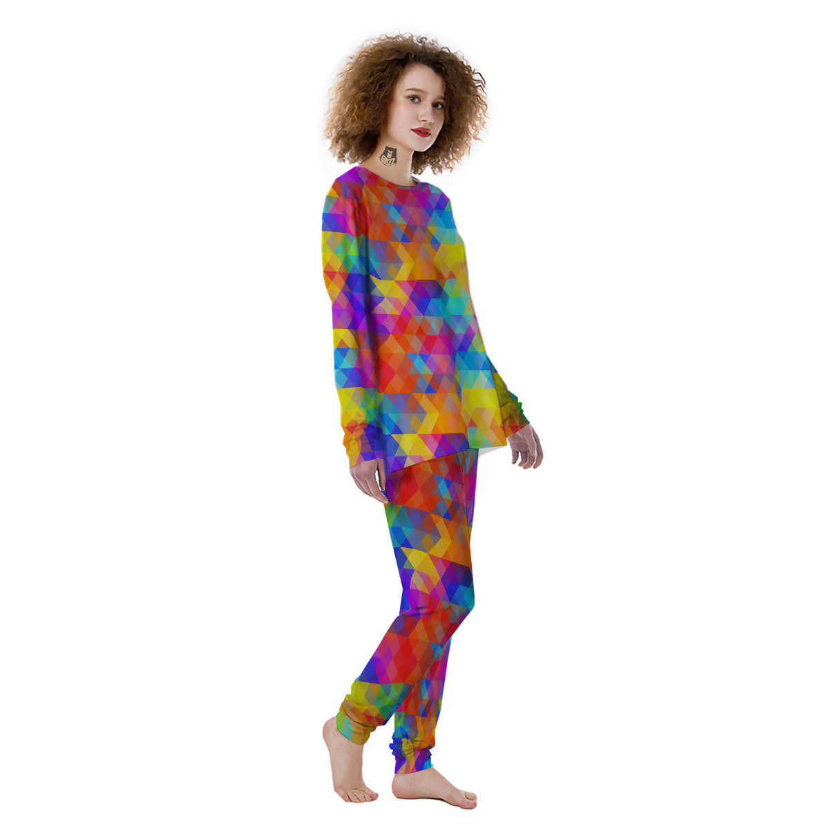 Rainbow Geometric Print Pattern Women's Pajamas-grizzshop