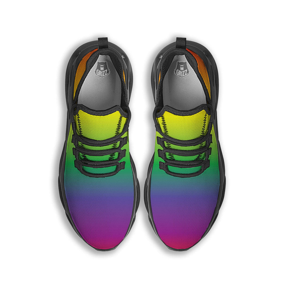 Rainbow Gradient LGBT Pride Print Black Running Shoes-grizzshop