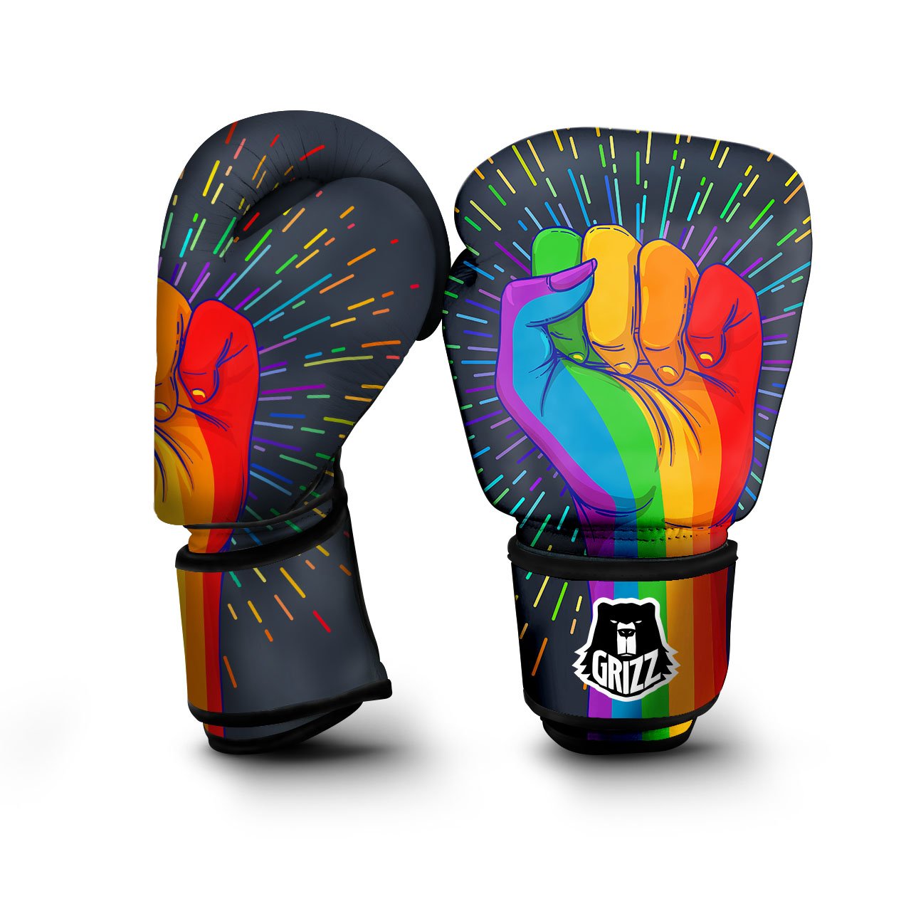 Rainbow Hand LGBT Pride Print Boxing Gloves-grizzshop