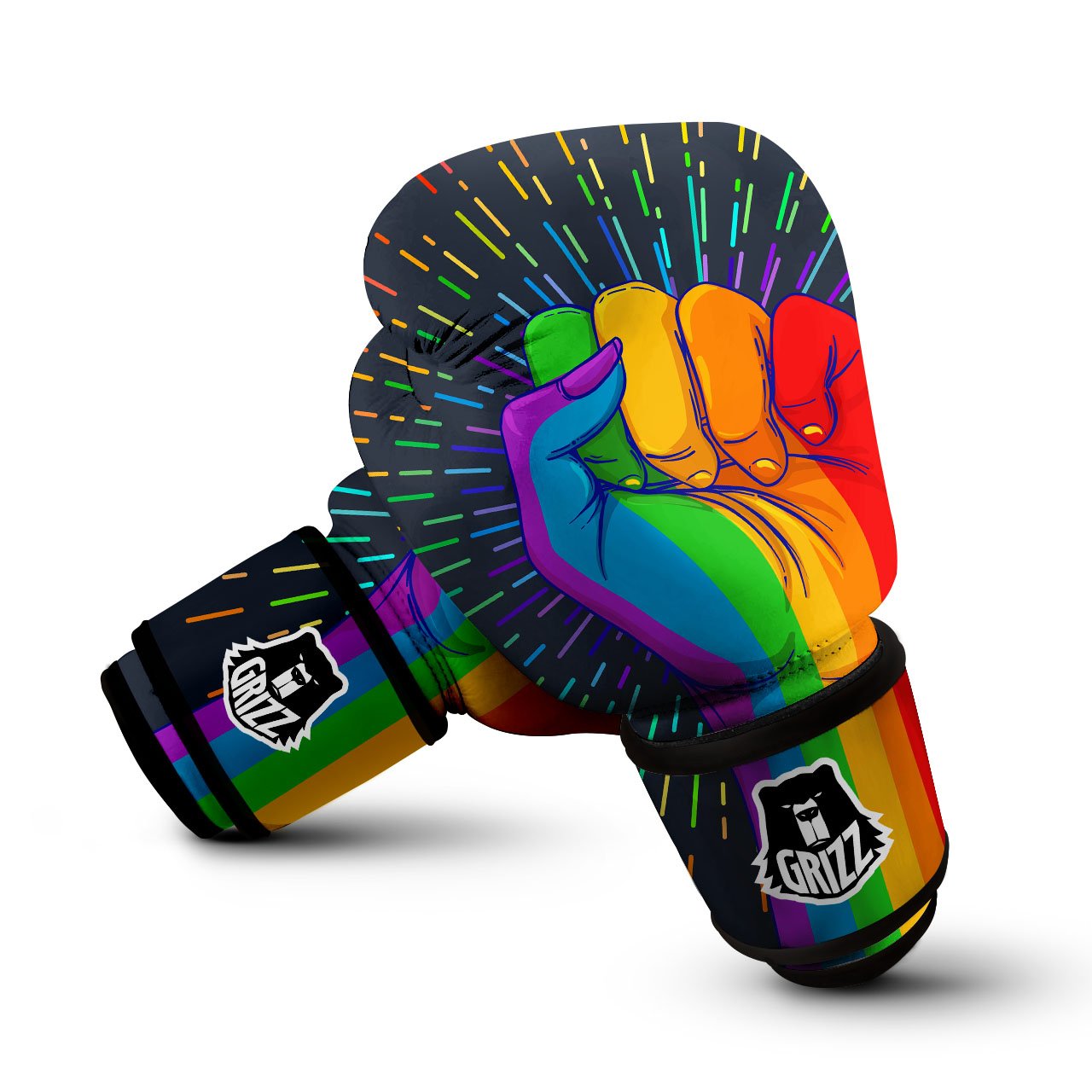 Rainbow Hand LGBT Pride Print Boxing Gloves-grizzshop